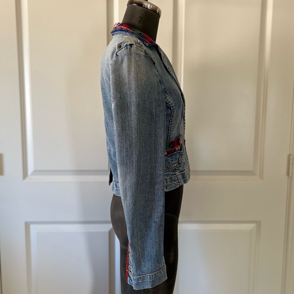 Eight Sin Embroidered Denim Blazer Jacket Boho Festival Size S - Picture 3 of 14